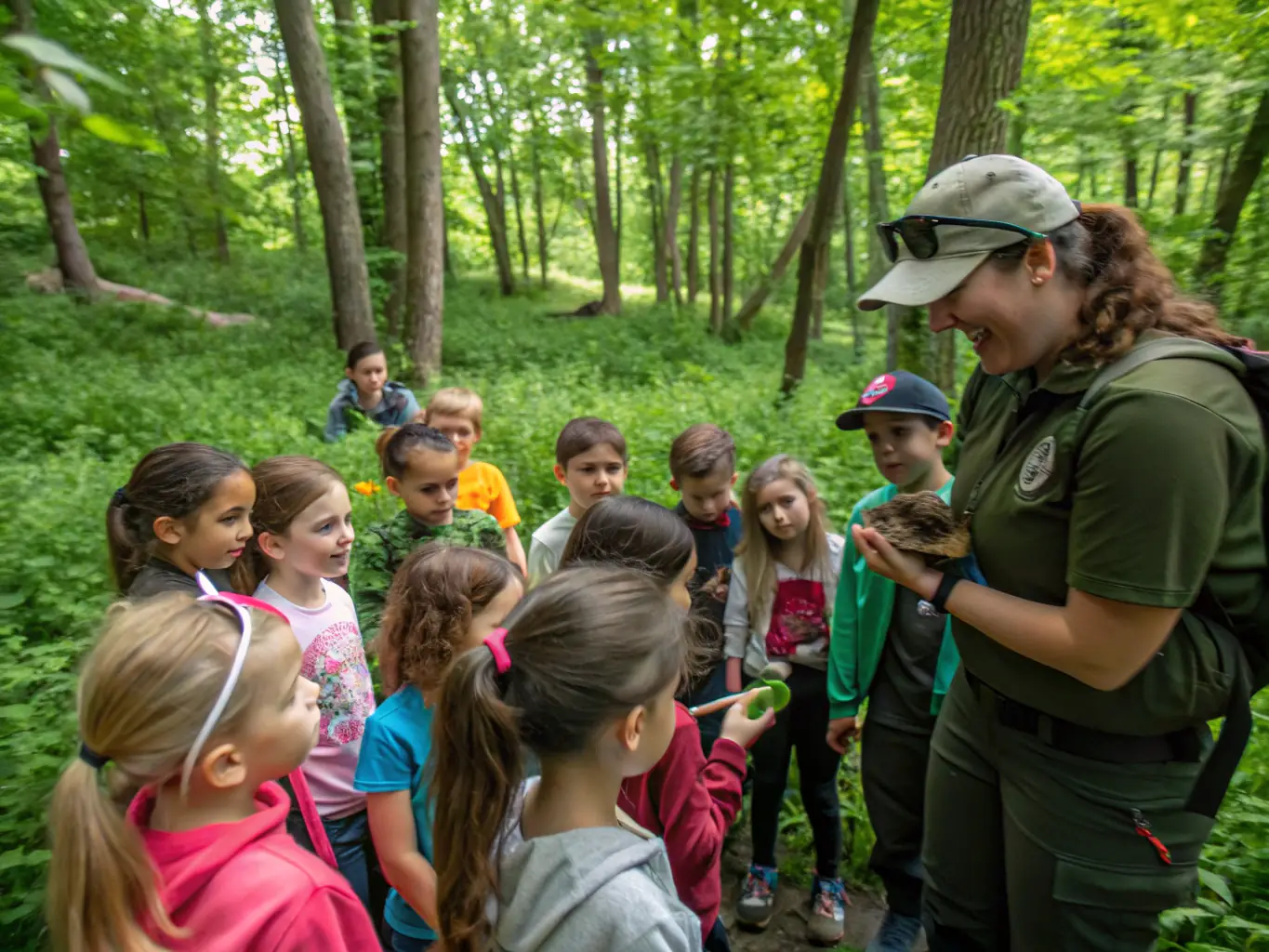 An engaging image of children participating in an outdoor educational program, highlighting ADEV's commitment to environmental education and community engagement in Vendée.